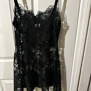 Current Mood Black Lace Mini Dress